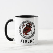 Mug Athènes, Grèce avec Chouette Athénienne et Meander (Gauche)