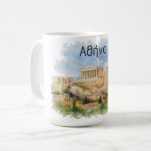Mug Athens Greece Acropolis Parthenon Watercolor (Devant gauche)