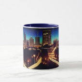 Mug Atlanta Georgia Skyline Blue Starry Soirée étoilée (Centre)