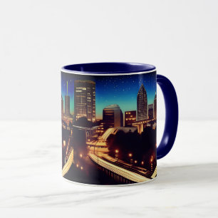 Mug Atlanta Georgia Skyline Blue Starry Soirée étoilée