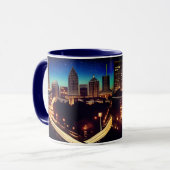 Mug Atlanta Georgia Skyline Blue Starry Soirée étoilée (Devant gauche)