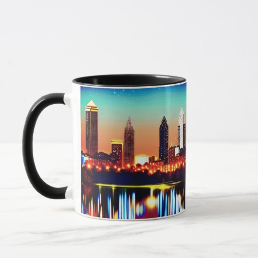 Mug Atlanta Skyline par nuit avec réflexions (Gauche)