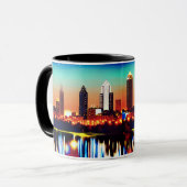 Mug Atlanta Skyline par nuit avec réflexions (Devant gauche)