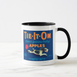 Mug Attachez-le sur l'étiquette d'Apple (bleu) -