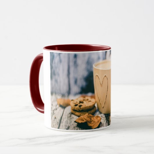 Mug Attaquez, combiné, 11oz, marroon, concevez en (Devant gauche)