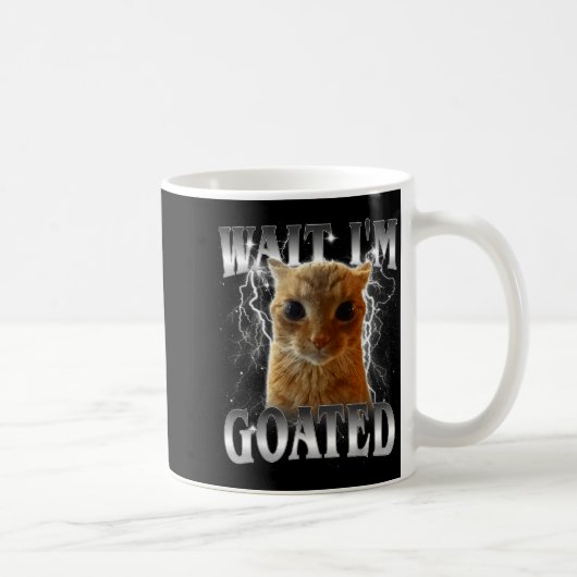 Mug Attends je suis goaté mème de chat drôle qui fixe (Droite)