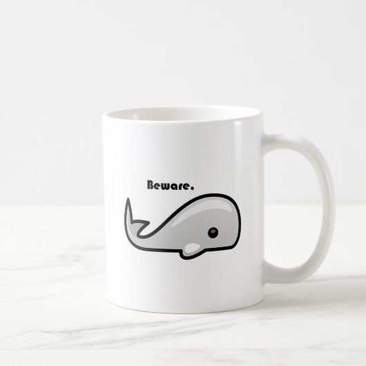 Mug Attention au dessin animé de la baleine blanche (Droite)