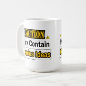 Mug Attention Idées géniales amusantes Office Cadeau (Devant gauche)