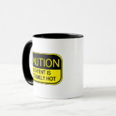 Mug Attention Le Contenu Est Extrêmement Chaud Café Mu (Devant gauche)