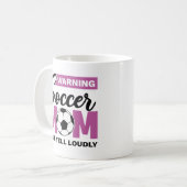 Mug Attention Maman De Football Va hurler Fort (Devant gauche)