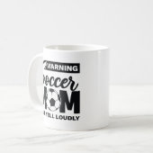 Mug Attention Maman De Football Va hurler Fort (Devant gauche)
