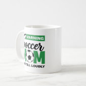 Mug Attention Maman De Football Va hurler Fort (Devant gauche)