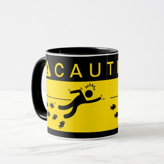 Mug Attention : Piranhas dans l'eau (Devant gauche)