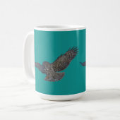 Mug Atterrissage de la grande chouette grise et du vol (Devant gauche)