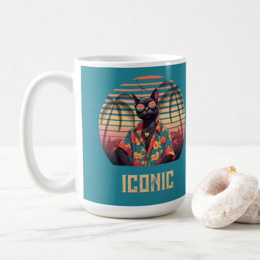 Mug Attitude de chat Tropical intemporelle (Avec donut)