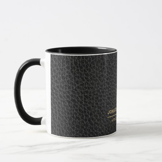 Mug Attorney Faux Leather Custom Name Black (Gauche)
