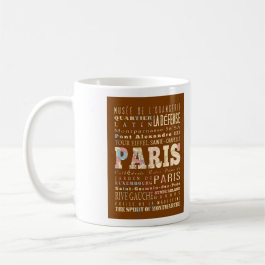 Mug Attractions et endroits célèbres de Paris, France (Gauche)