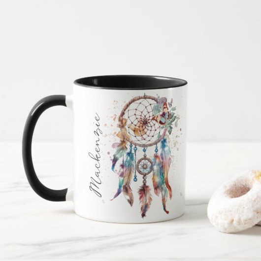 Mug Attrape-rêve Bohème Aquarelle (Avec donut)