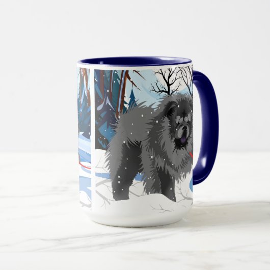 Mug AU-DESSUS DE LA RIVIÈRE Chow noir (Devant droit)