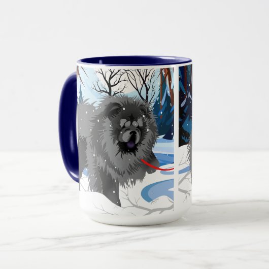 Mug AU-DESSUS DE LA RIVIÈRE Chow noir (Devant gauche)