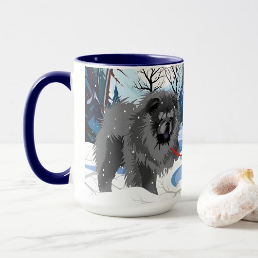 Mug AU-DESSUS DE LA RIVIÈRE Chow noir (Avec donut)