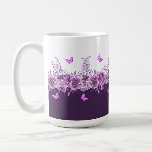 Mug Aubergine Botanical Butterflies (Gauche)