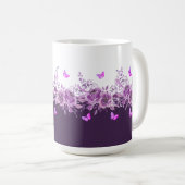 Mug Aubergine Papillons Botaniques  (Devant droit)