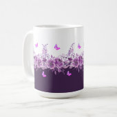 Mug Aubergine Papillons Botaniques  (Devant gauche)