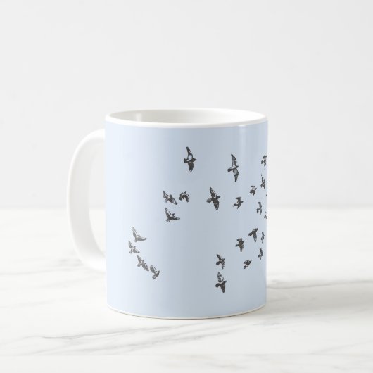 Mug "Aucun filet ne m'enfonce" + oiseaux (noir sur ble (Devant gauche)