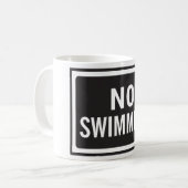 Mug Aucun signe de natation Gras Noir et Blanc Avertis (Devant gauche)