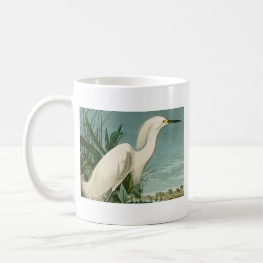 Mug Audubon Héron de neige Oiseaux d'aigrettes blanche (Gauche)