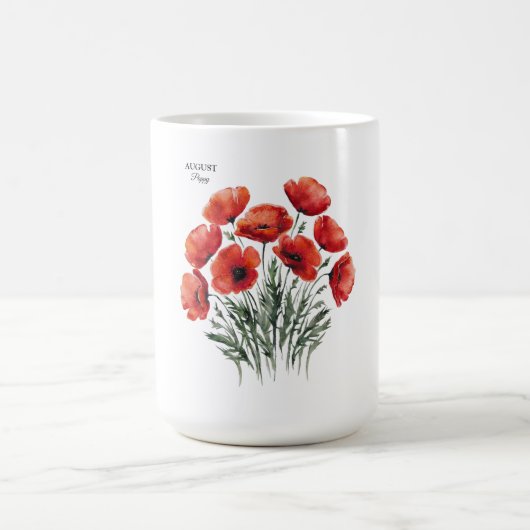Mug August Poppy Bloom - Cadeau d'anniversaire personn (Centre)