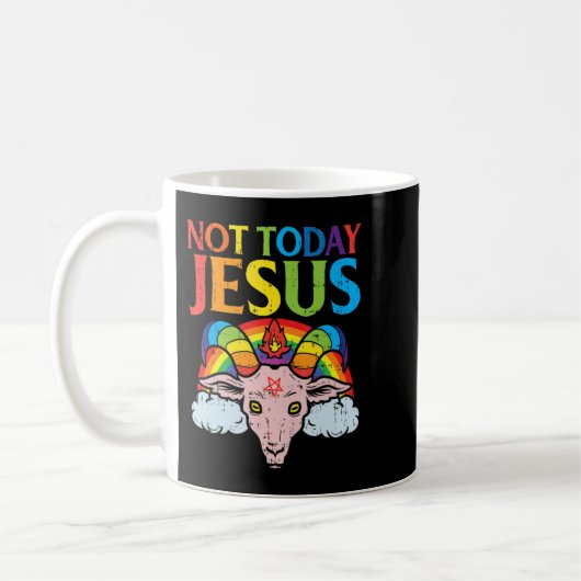 Mug Aujourd'hui pas Jésus Satan chèvre Satané arc-en-c (Gauche)