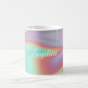 Mug Aura de nom holographique iridescent moderne