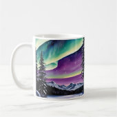 Mug Aurora Borealis sur la forêt enneigée, pins, paysa (Gauche)