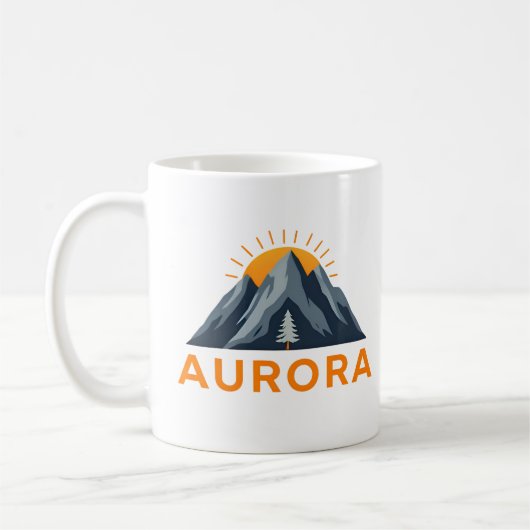 Mug Aurora Mountain Sunrise Logo – Outdoor Adventure (Gauche)