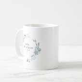 Mug AUSHA Elégant Dusty Blue Floral Mme Mariage (Devant gauche)