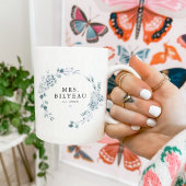 Mug AUSHA Elégant Dusty Blue Floral Mme Mariage
