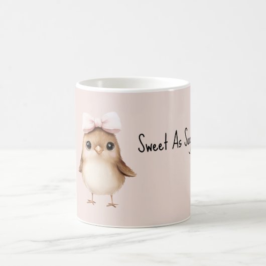 Mug Aussi doux qu'un oiseau au ruban rose (Centre)