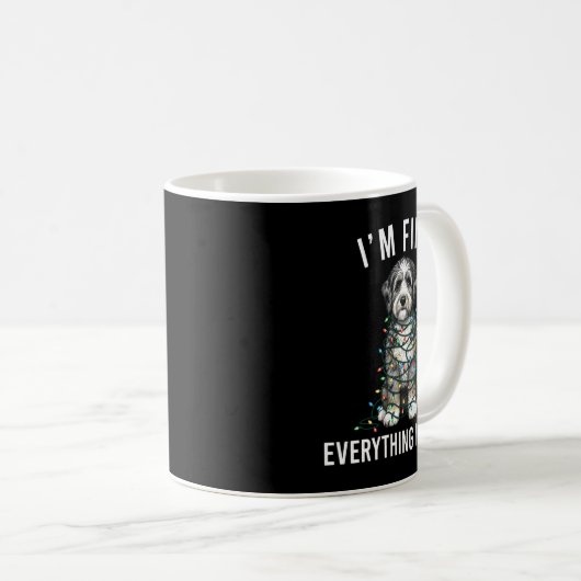 Mug Aussiedoodle Christmas I'm Fine Everything Is Fine (Devant droit)