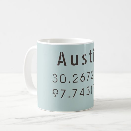Mug Austin Latitude et Longitude (Devant gauche)