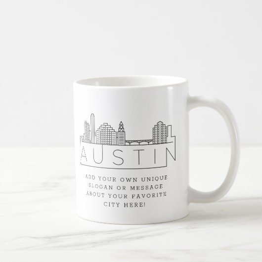 Mug Austin, Texas Styliszed Skyline | Slogan personnal (Droite)