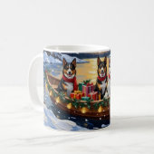 Mug Australian Cattle Dog Christmas Boat Holiday (Devant gauche)