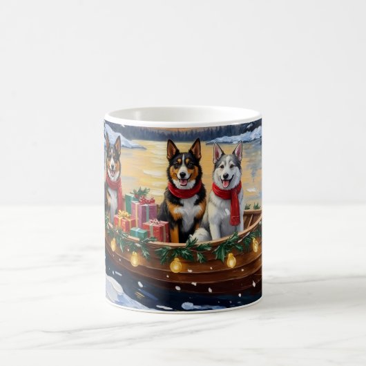 Mug Australian Cattle Dog Christmas Boat Holiday (Centre)