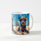 Mug Australian Cattle on Beach, cadeau d'été des amour (Devant droit)