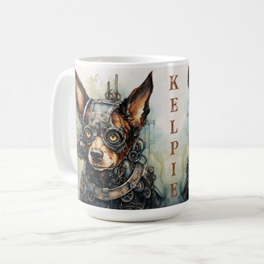 Mug Australian Kelpie Steampunk Dog (Devant gauche)