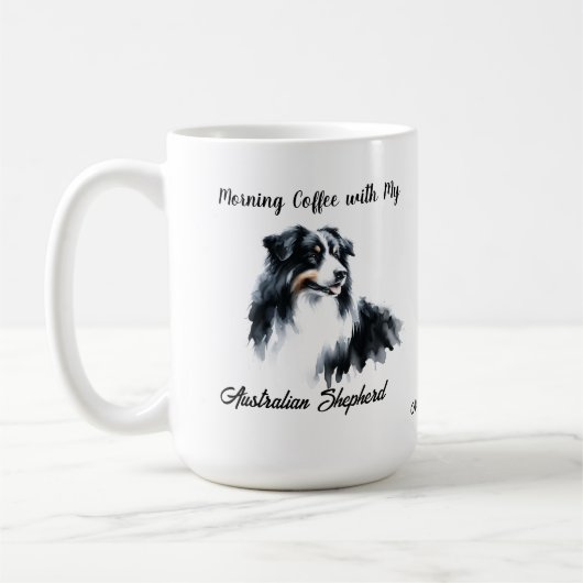 Mug Australian Shepherd Black Watercolor personnalisen (Gauche)
