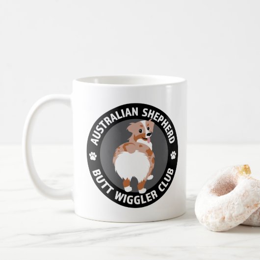 Mug Australian Shepherd Butt Wigglers Club - Red Merle (Avec donut)
