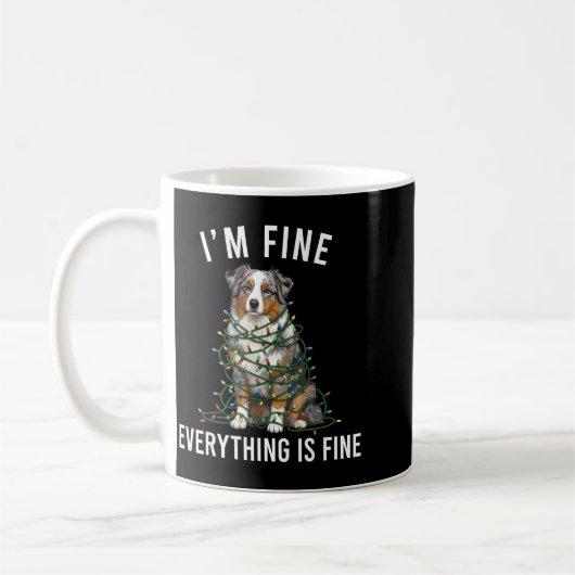 Mug Australian Shepherd Christmas I'm Fine Everything (Gauche)