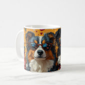 Mug Australian Shepherd Cœurs Roses Saint-Valentin (Devant gauche)